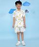 Vastrarth Cotton Half Sleeves Baby Giraffes Printed Coordinating Shirt & Shorts Set - White & Yellow