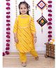 Vastrarth Cotton Three Fourth Sleeves Leheriya Printed Gota Lace Embellished Kurta Salwar With Dupatta Set - Yellow
