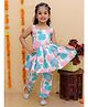 Vastrarth Cotton Sleeveless Floral Printed Coordinating Top & Pant Set - Aqua Blue