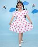Vastrarth Cotton Frill Sleeves Polka Dots Printed Tiered Dress - White