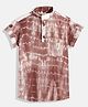 Vastrarth Cotton Half Sleeves Tie Dye Kurta Style Shirt - Brown