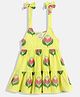 Vastrarth Cotton Sleeveless Floral Printed Tiered Dress - Green & Yellow
