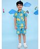 Vastrarth Cotton Half Sleeves Sun Printed Coordinating Shirt & Shorts Set - Teal Blue