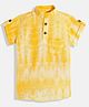 Vastrarth Cotton Half Sleeves Tie Dye Kurta Style Shirt - Yellow