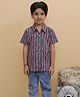 Vastrarth Cotton Woven Half Sleeves Striped Shirt - Purple