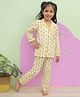 Vastrarth Cotton Woven Full Sleeves Baby Rabbit Printed Coordinating Night Suit Set - Yellow & White