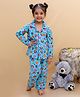 Vastrarth Cotton Woven Full Sleeves Rainbow Printed Coordinating Night Suit Set - Blue