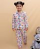 Vastrarth Cotton Woven Full Sleeves Animals Printed Coordinating Night Suit Set - White
