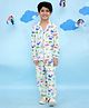 Vastrarth Cotton Woven Full Sleeves Sea Life Printed Coordinating Night Suit Set - White