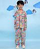 Vastrarth Cotton Woven Full Sleeves Abstract Printed Coordinating Night Suit Set - Multi Colour