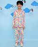 Vastrarth Cotton Woven Full Sleeves Alphabets Printed Coordinating Night Suit Set - Multi Colour