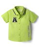 Babyhug Cotton Woven Half Sleeves Rib Collar Shirt With Alphabet Patch - Green