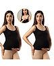 TUMMY Bamboo Cotton Pack Of 2 Sleeveless Solid Maternity Camisoles With Nursing Access - Black