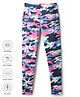 Pine Active Knit  Full Length Super Stretch Leggings with Camouflage Print - Pink