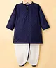 Babyhug Cotton Woven Full Sleeves Kurta Dhoti Set with Embroidery - Navy Blue