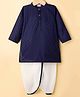 Babyhug Cotton Woven Full Sleeves Kurta Dhoti Set with Embroidery - Navy Blue