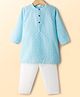 Babyhug Cotton Woven Full Sleeves Kurta Pajama Set with Embroidery - Aqua Blue