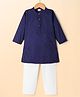 Babyhug Cotton Woven Full Sleeves Kurta Pajama Set with Embroidery - Navy Blue
