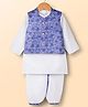 Babyhug Cambric Woven Full Sleeves Kurta Dhoti Set with Jacket & Floral Print - White