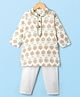 Babyhug Cotton Cambric Woven Full Sleeves Kurta Pyjama Set with Floral Print - White