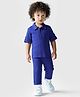 Bonfino 100% Cotton Woven Double Gauze Full Sleeves Solid Shirt & Trouser Co-Ord Set - Blue