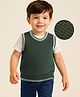 Babyhug Knit Sleeveless Solid Color Sweater Vest - Olive Green