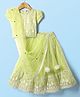 Babyhug Woven Half Sleeve Choli Lehenga And Dupatta Set with Net Sequenced & Floral Embroidery - Light Green