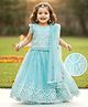 Babyhug Woven Sleeveless Choli Lehenga & Dupatta Set With Floral Embriodery - Light Blue