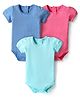 Kookie Kids Interlock Knit Half Sleeves Polka Dot Printed Onesies Pack of 3 - Light Blue Pink & Blue