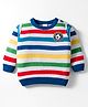 Babyhug Knitted Full Sleeves Striped Pullover Sweater With Football Patch - Multicolor