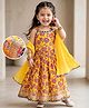 Babyhug 100% Cotton Woven Sleeveless Floral Print Lehenga Choli and Dupatta Set - Yellow