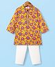 Babyhug Cotton Woven Mandarin Collar Full Sleeves Kurta Pajama Set With Floral Print - Yellow