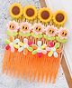 Yellow Bee Set Of 3 Floral Designed Comb Clips - Pink Orange & Yellow