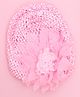 Yellow Bee Floral Applique Detailed & Pearls Embellished Crochet Headband - Red