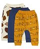 MINI KLUB Cotton Pack Of 3 Solid & Abstract Printed Joggers - Brown Navy Blue & Off White