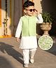 Babyhug Full Sleeves Kurta Pajama Set with Embroidered Jacket - Light Green & White