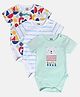 MINI KLUB Cotton Pack Of 3 Half Sleeves Baby Polar Bear & Typography Printed Onesies - Blue & White