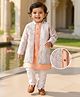 Babyhug Full Sleeves Kurta Pyjama Set With Embroidered Long Jacket -  Peach