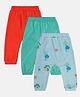 MINI KLUB Cotton Pack Of 3 Solid & Checked Diaper Pajamas - Blue Teal & Red