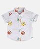 MINI KLUB Cotton Woven Half Sleeves Robot Printed Shirt - White