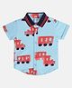 MINI KLUB Cotton Half Sleeves Vehicles Printed Shirt - Blue