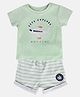 MINI KLUB Cotton Half Sleeves Lets Explore Text Printed Tee & Shorts Set - Green & White