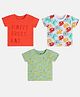 MINI KLUB Cotton Pack Of 3 Half Sleeves Wild Animals & Typography Printed Tees - Red Green & White