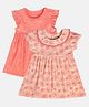 MINI KLUB Cotton Pack Of 2 Half Sleeves Floral & Bug Printed Dresses - Peach