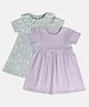 MINI KLUB Cotton Pack Of 2 Half Sleeves Solid & Floral Printed Dresses - Grey & Purple