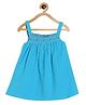 MINI KLUB Cotton Sleeveless Smock Detailed Threadwork Embroidered Dress - Blue