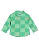 MINI KLUB Cotton Full Sleeves Stars Printed Chess Board Checked Shirt - Green