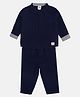 MINI KLUB Cotton Full Sleeves Solid Tee & Pant Set - Navy Blue