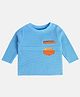 MINI KLUB Cotton Full Sleeves Woof Text Printed Textured Tee - Blue