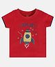 MINI KLUB Cotton Half Sleeves Space Theme Printed Tee - Red